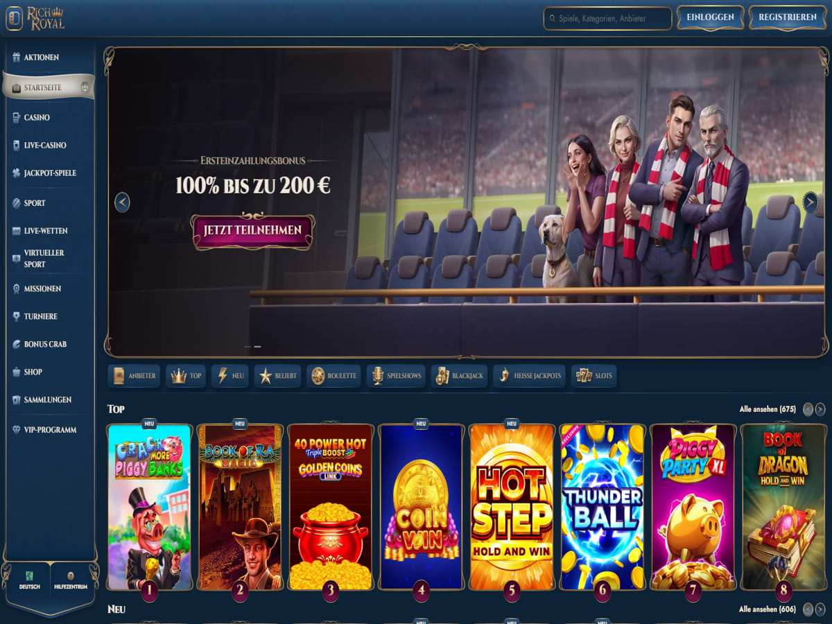 Rich Royal WM Wettanbieter für Kombiwetten und Casino Bonus