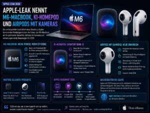 Apple-Leak nennt M6-MacBook, KI-HomePod und AirPods mit Kameras