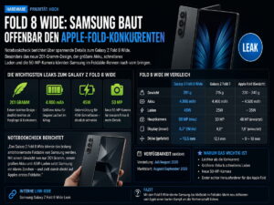 Fold 8 Wide: Samsung baut offenbar den Apple-Fold-Konkurrenten