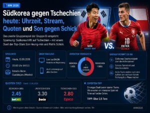 Südkorea gegen Tschechien heute: Uhrzeit, Stream, Quoten und Son gegen Schick