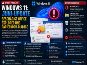 Windows 11: Juni-Update beschädigt Office, Explorer und Papierkorb-Dialoge