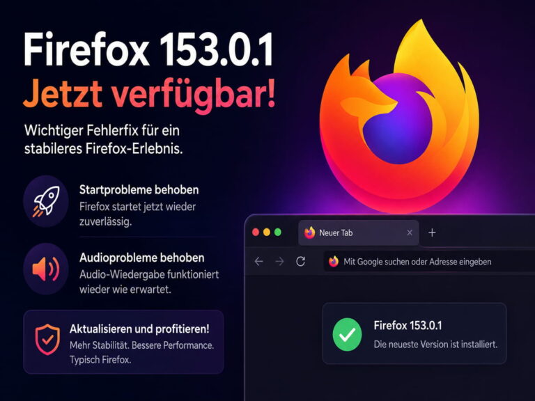Firefox 153.0.1 behebt Start- und Audioprobleme