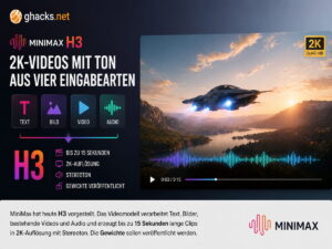 MiniMax H3 erzeugt 2K-Videos mit Stereoton aus vier Eingabearten