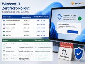 Windows-Insider müssen Build-Frist bis 11. August beachten