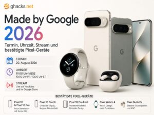 Made by Google 2026: Termin, Uhrzeit, Stream und bestätigte Pixel-Geräte